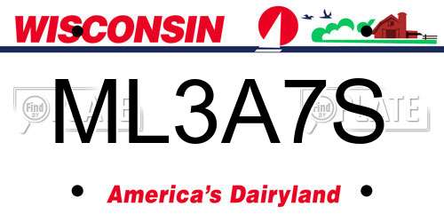 ML3A7S Wisconsin License Plate