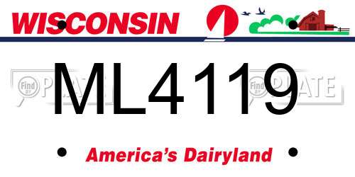 ML4119 Wisconsin License Plate