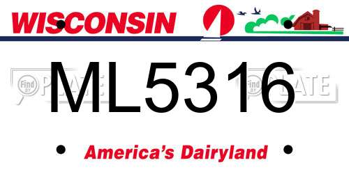 ML5316 Wisconsin License Plate