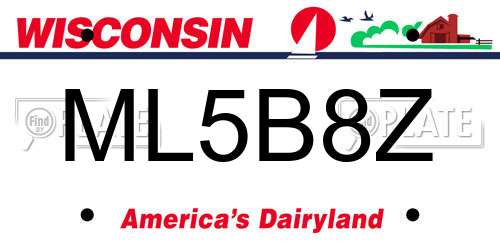 ML5B8Z Wisconsin License Plate