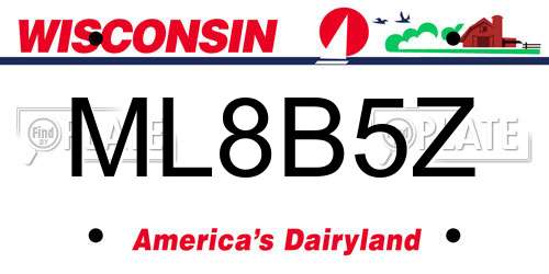 ML8B5Z Wisconsin License Plate