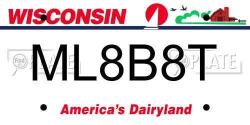 ML8B8T Wisconsin License Plate