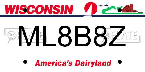 ML8B8Z Wisconsin License Plate