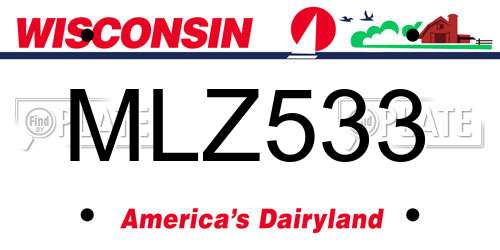 MLZ533 Wisconsin License Plate