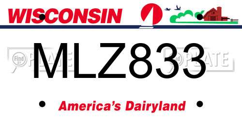 MLZ833 Wisconsin License Plate