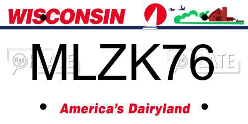 MLZK76 Wisconsin License Plate