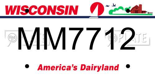 MM7712 Wisconsin License Plate