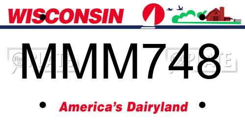 MMM748 Wisconsin License Plate