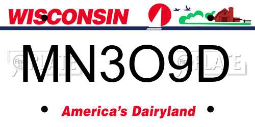 MN3O9D Wisconsin License Plate