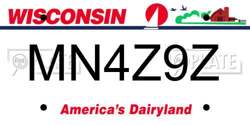 MN4Z9Z Wisconsin License Plate