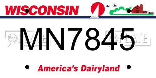 MN7845 Wisconsin License Plate