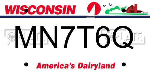 MN7T6Q Wisconsin License Plate