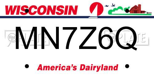 MN7Z6Q Wisconsin License Plate