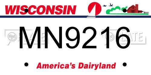 MN9216 Wisconsin License Plate