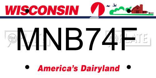 MNB74F Wisconsin License Plate