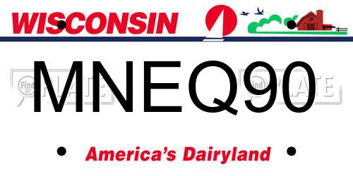 MNEQ90 Wisconsin License Plate
