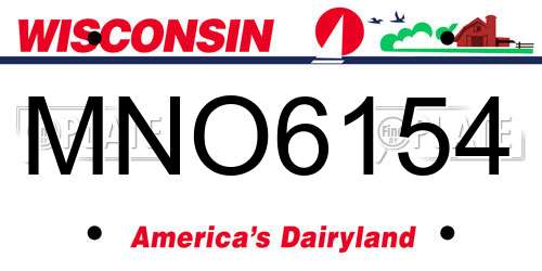 MNO6154 Wisconsin License Plate