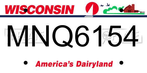 MNQ6154 Wisconsin License Plate