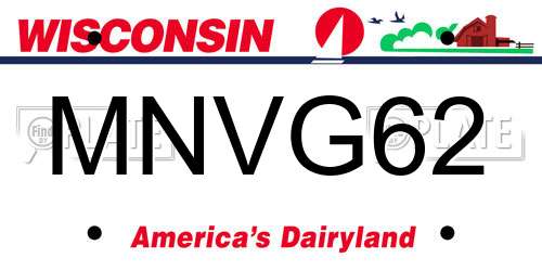 MNVG62 Wisconsin License Plate