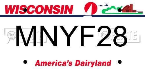 MNYF28 Wisconsin License Plate