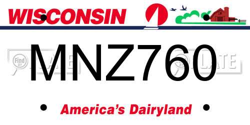 MNZ760 Wisconsin License Plate