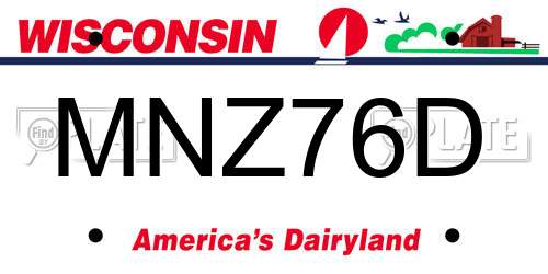 MNZ76D Wisconsin License Plate