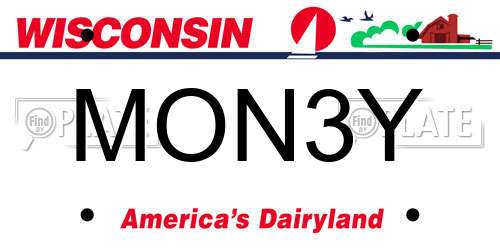 MON3Y Wisconsin License Plate