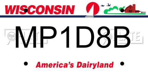MP1D8B Wisconsin License Plate