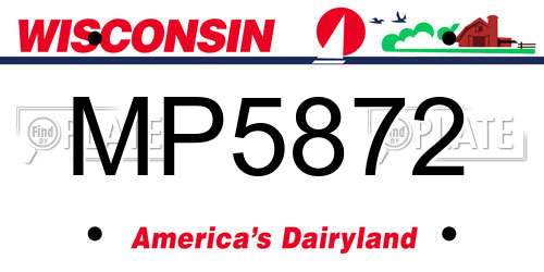 MP5872 Wisconsin License Plate