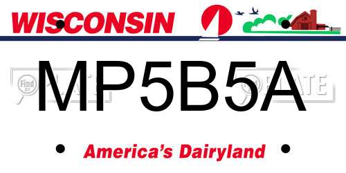 MP5B5A Wisconsin License Plate