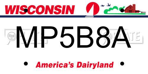 MP5B8A Wisconsin License Plate