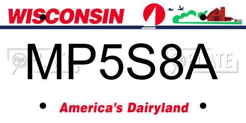 MP5S8A Wisconsin License Plate