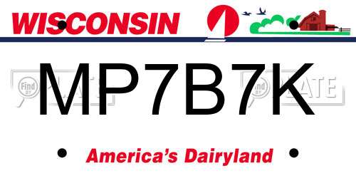 MP7B7K Wisconsin License Plate