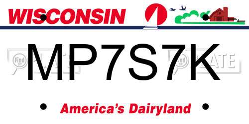 MP7S7K Wisconsin License Plate
