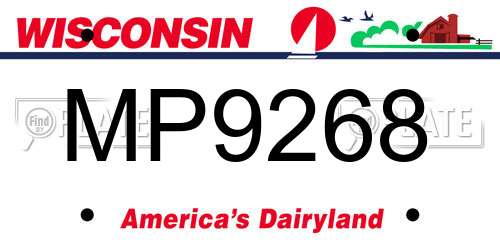 MP9268 Wisconsin License Plate
