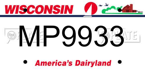MP9933 Wisconsin License Plate