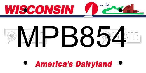 MPB854 Wisconsin License Plate