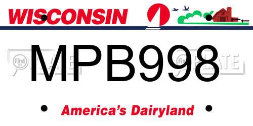 MPB998 Wisconsin License Plate