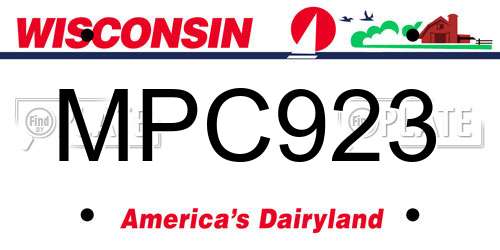 MPC923 Wisconsin License Plate