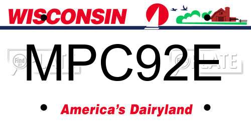 MPC92E Wisconsin License Plate