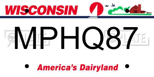 MPHQ87 Wisconsin License Plate