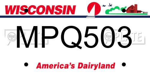 MPQ503 Wisconsin License Plate