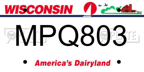 MPQ803 Wisconsin License Plate