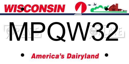 MPQW32 Wisconsin License Plate