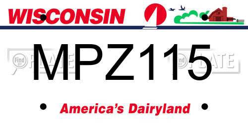 MPZ115 Wisconsin License Plate