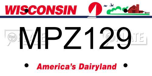 MPZ129 Wisconsin License Plate