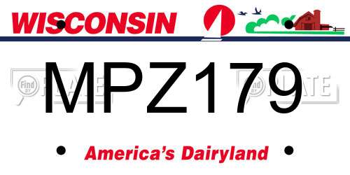 MPZ179 Wisconsin License Plate
