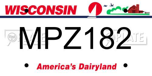 MPZ182 Wisconsin License Plate