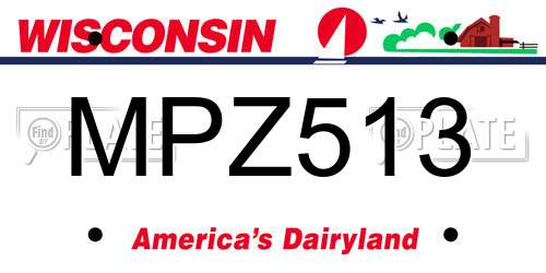 MPZ513 Wisconsin License Plate
