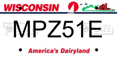 MPZ51E Wisconsin License Plate